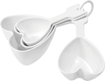 Juego 4 Tazas Medidoras Melamina Corazón Blanco