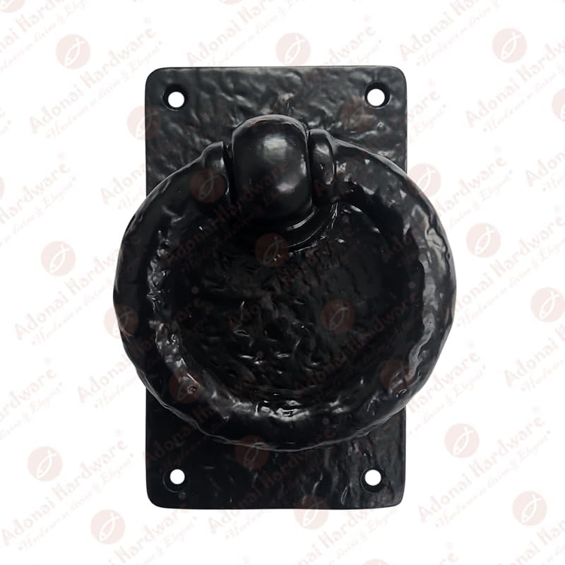 Anillo hierro fundido puerta medieval negro mate