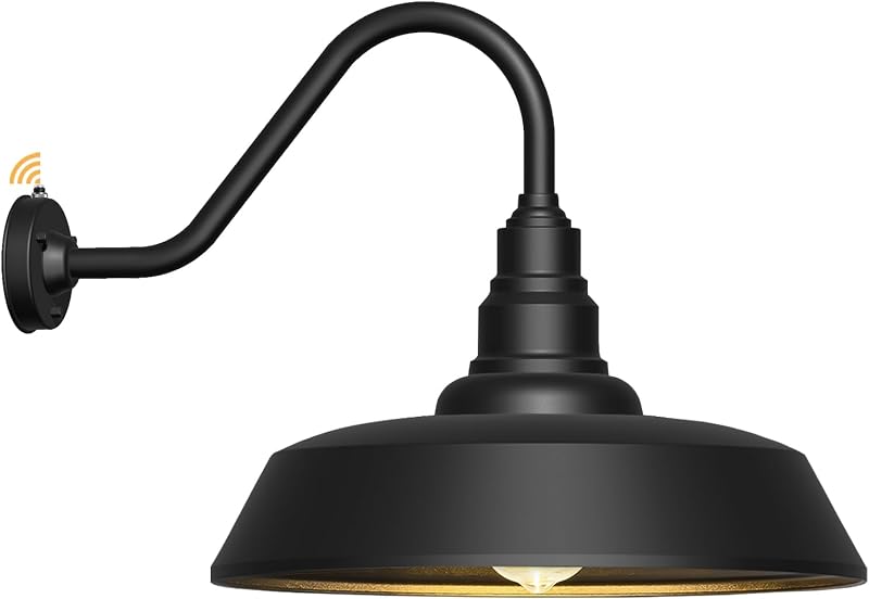 Luz granero exterior cuello ganso 24" sensor anochecer