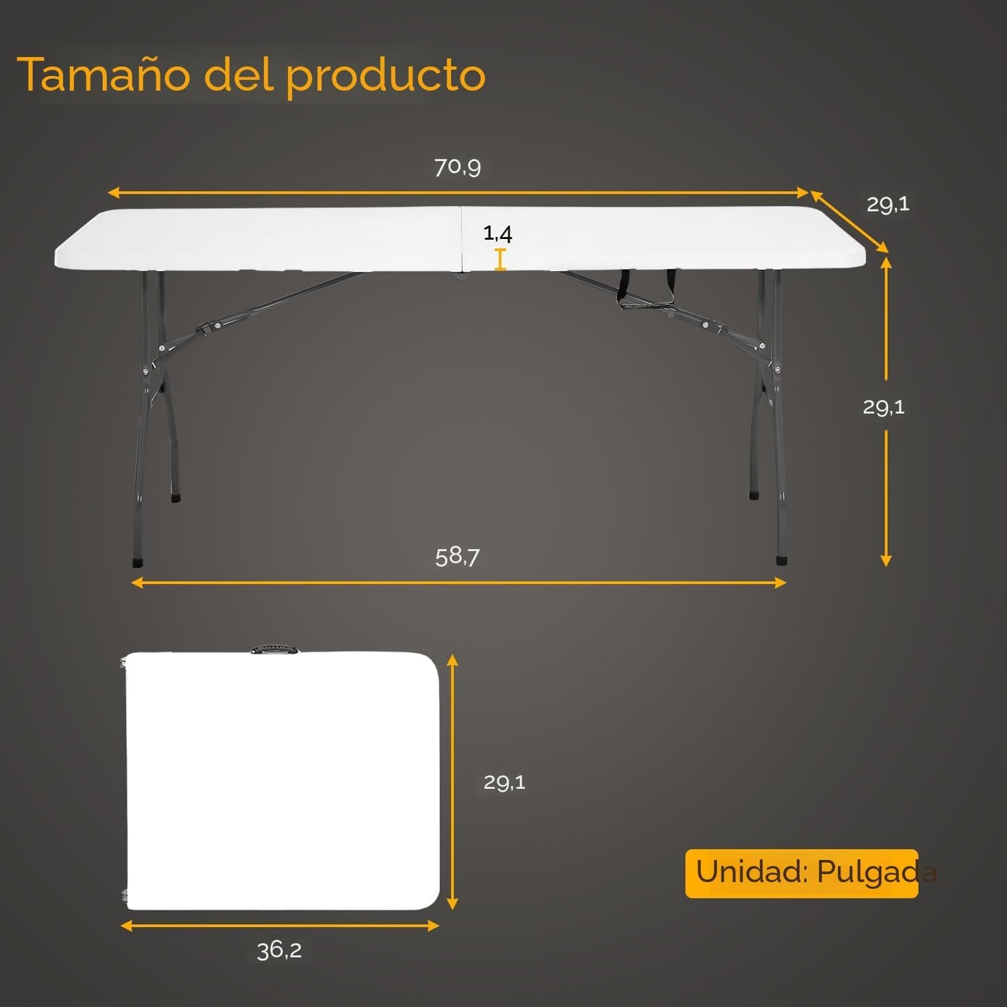 Mesa plegable plástico resistente 6ft interiores exteriores