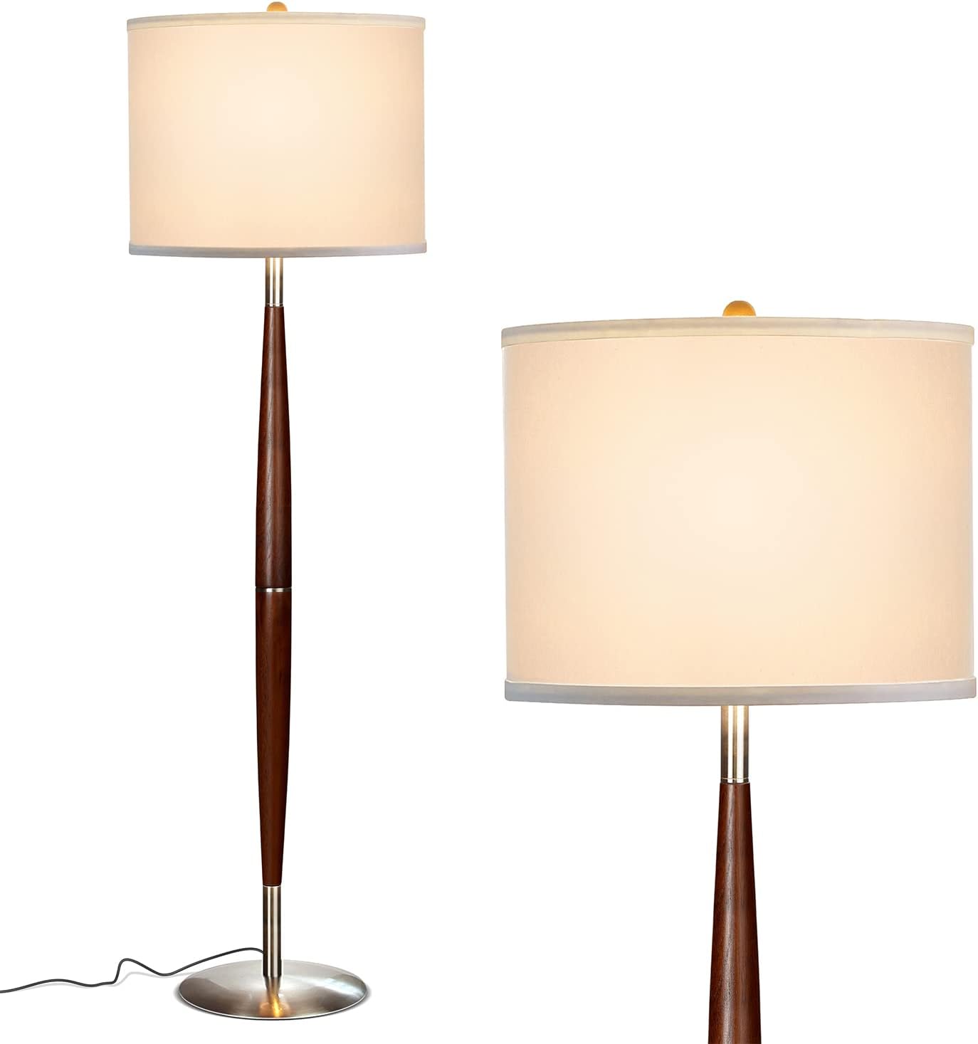 Lámpara pie LED moderna sala oficina acabado madera
