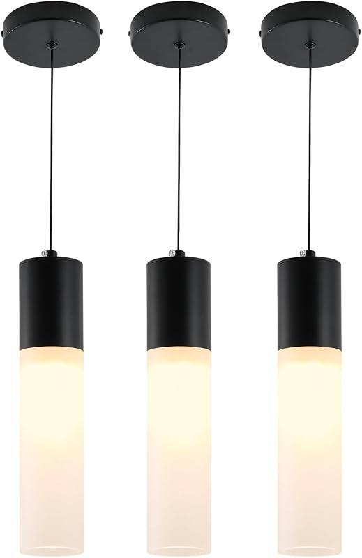 3 Lámparas colgantes LED pantalla blanca isla cocina negro