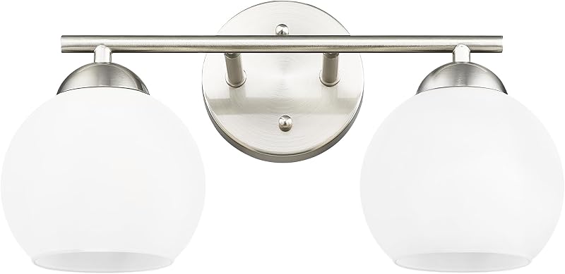 Luz tocador 2 luces níquel cepillado vidrio lechoso