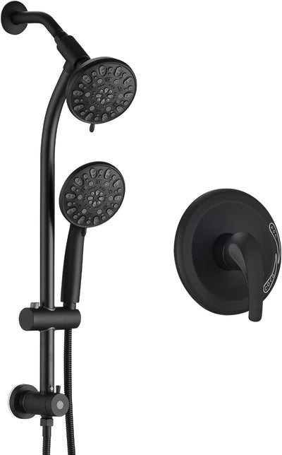 Cabezal ducha ajustable 2 vías barra deslizante negro
