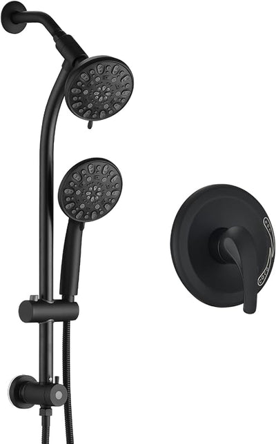 Cabezal ducha ajustable 2 vías barra deslizante negro