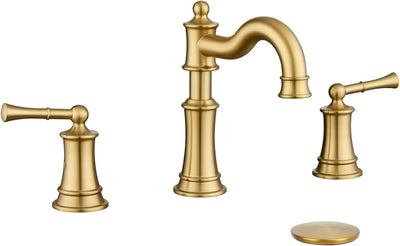 Grifo baño romano oro cepillado 8pulg 3 agujeros 2 asas