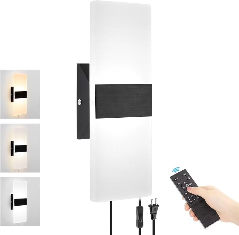 Aplique pared LED acrílica 12W control remoto 3000K-6500K