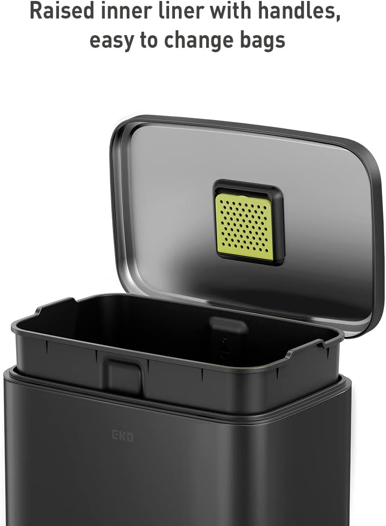 Bote basura con pedal negro mate 50l resistente huellas