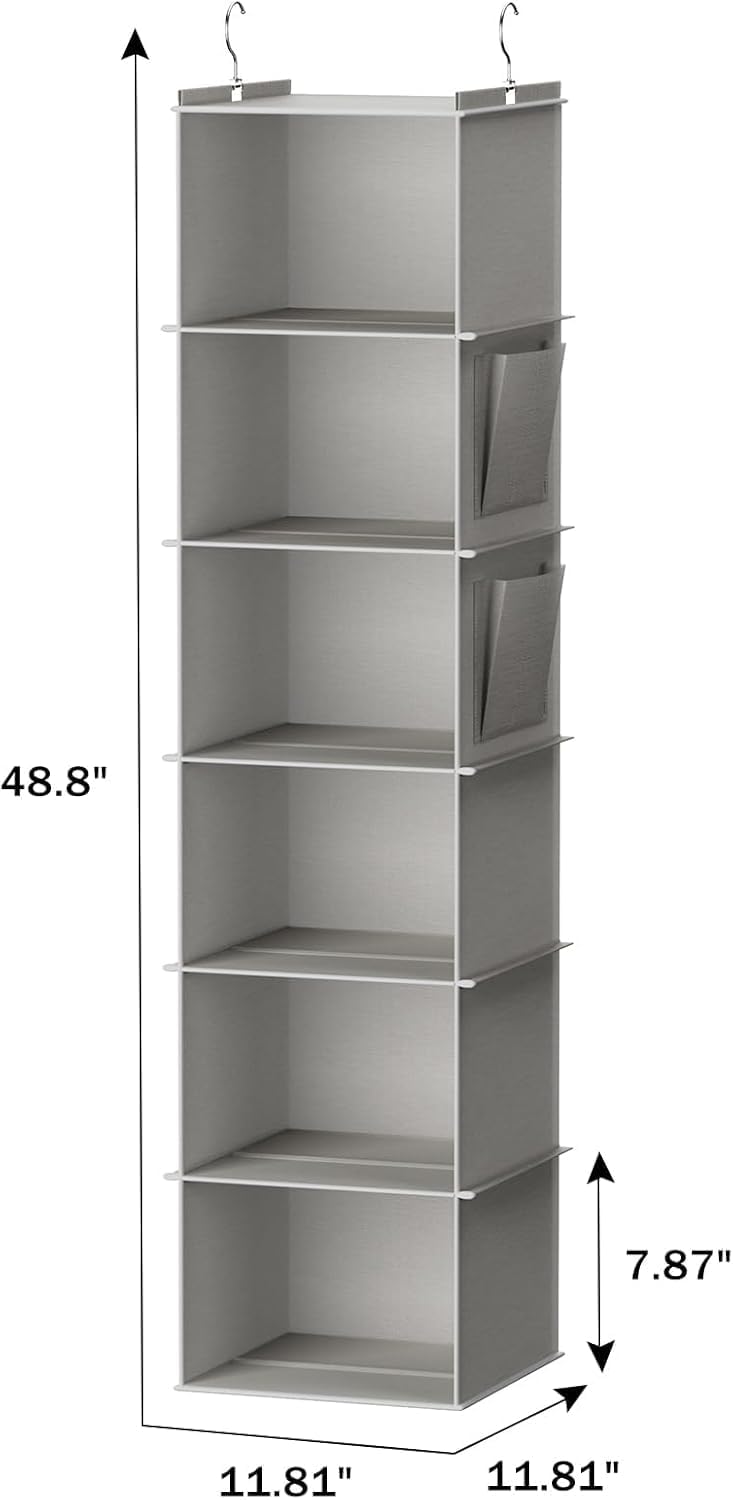 Organiz. colgante armario 6 estantes plegables gris
