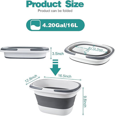 Cubo plástico plegable 4.2gal gris para limpieza exterior