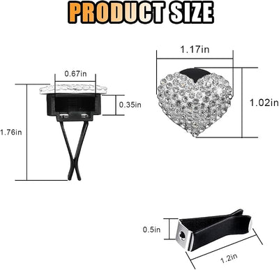 2 Pzas Clip Ventilación Coche Cristal Diamante Corazón Decorativo