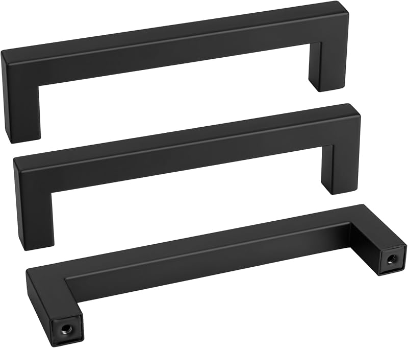 30 Manijas Acero Inox 5" Negro Mate para Cajones Cocina