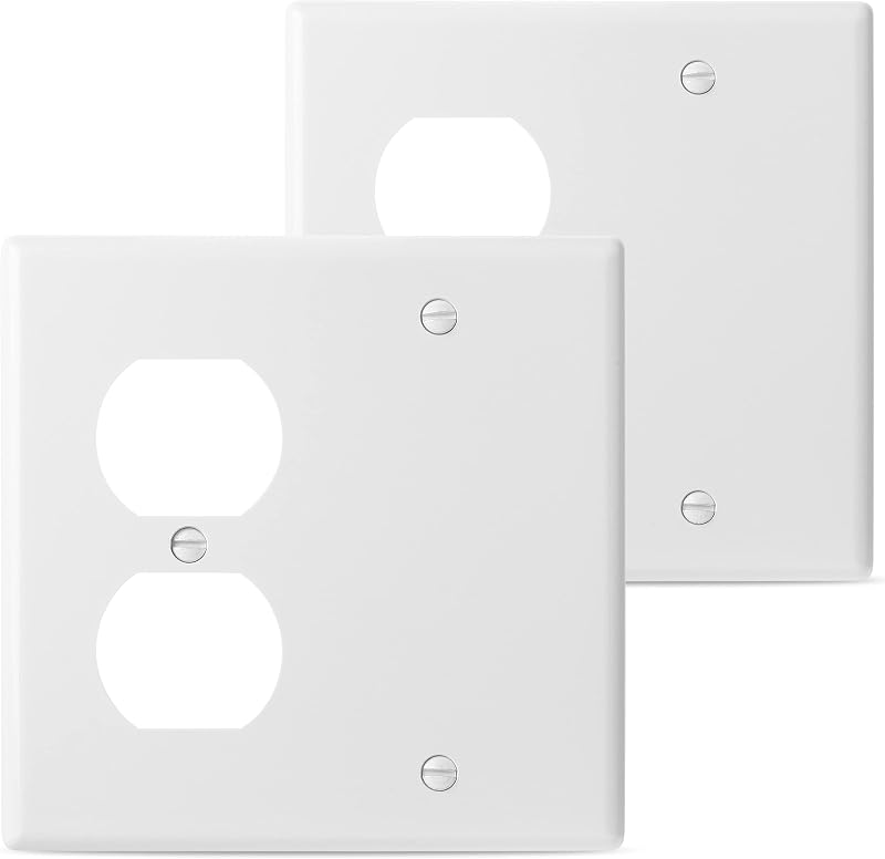 Placa pared 2 bandas dúplex 4.5x4.57pulg blanca