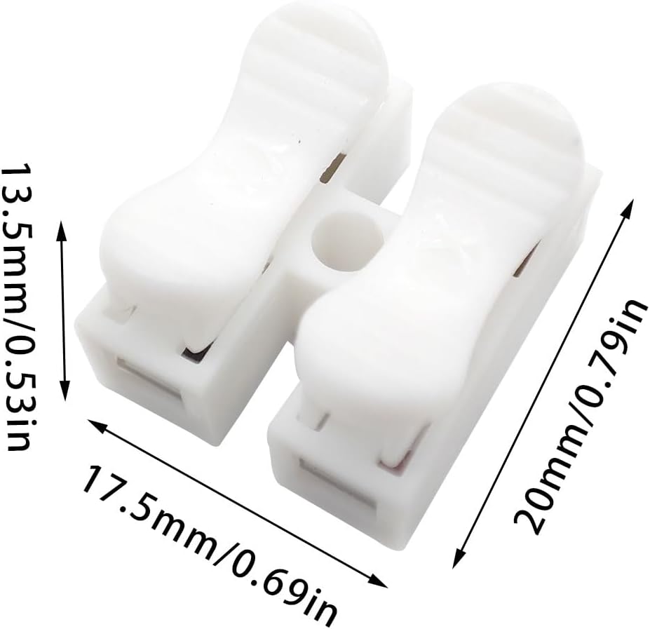 100 Conectores Alambre Resorte 10A 220V 2P Blanco