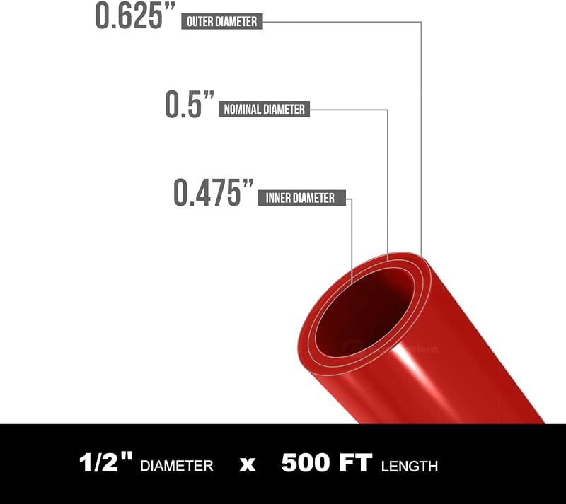 Tubo PEX 1/2pulg 500ft calefacción suelo rojo