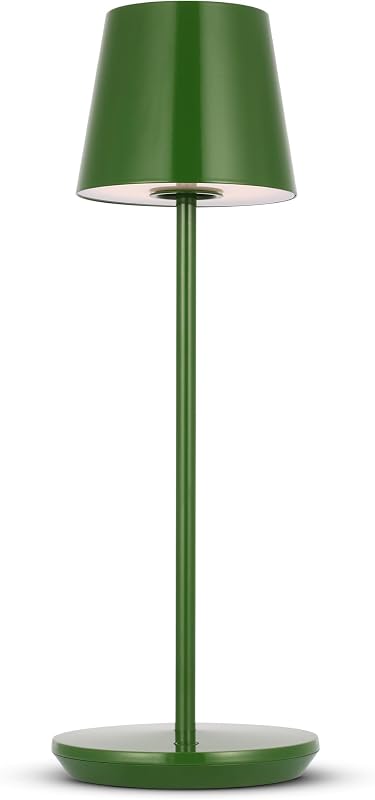 Lámpara mesa recargable acero verde 14.5" LED 2700K USB-C