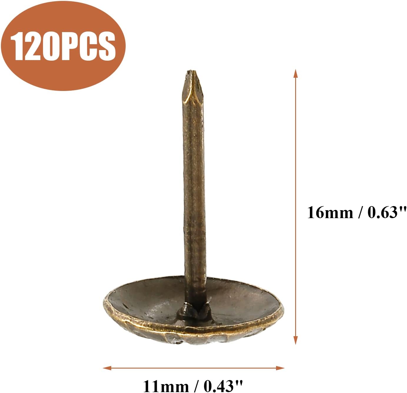 120 Tachuelas Tapicería Bronce Crisantemo 7/16pulg