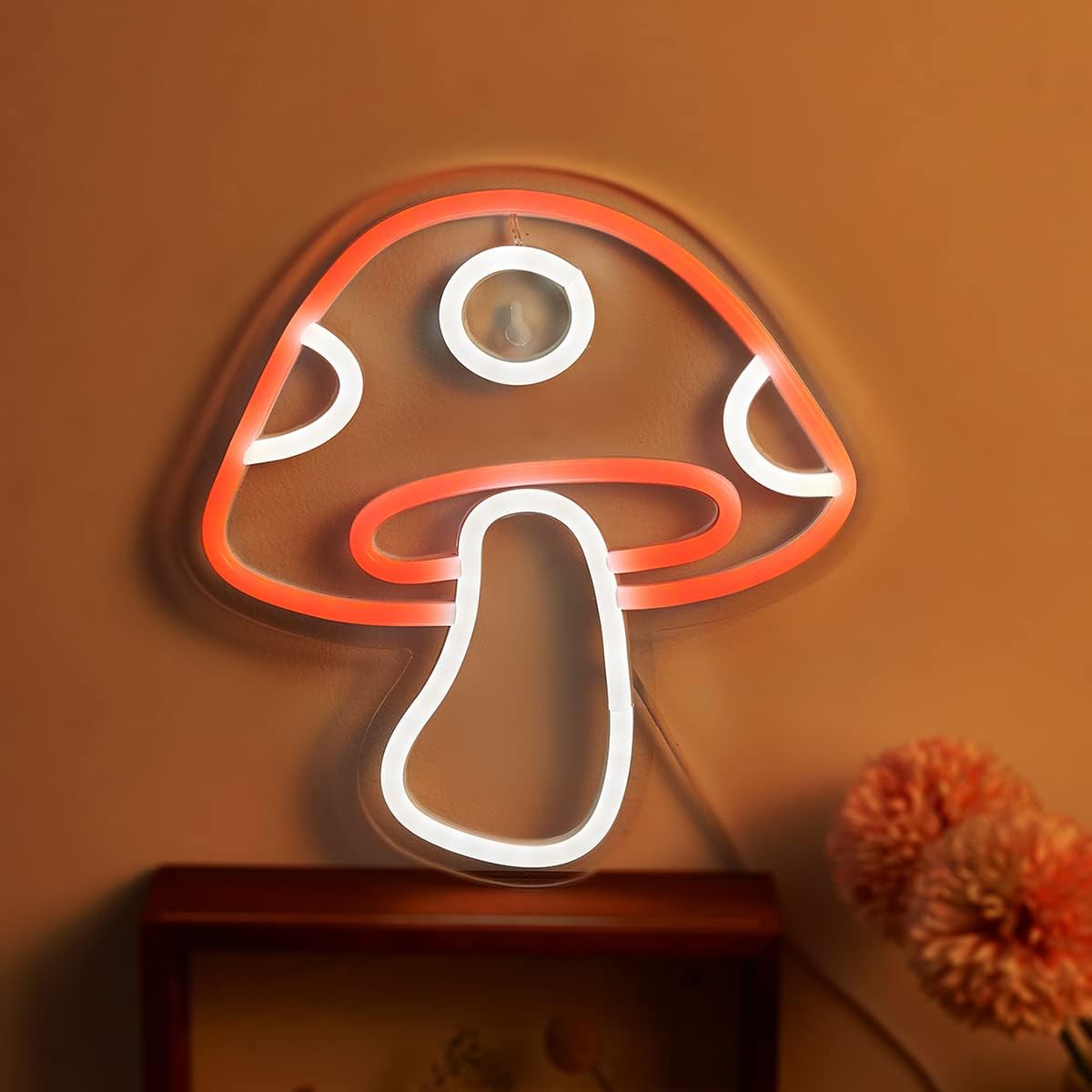 Letrero neón hongo luz USB decoración sala juegos