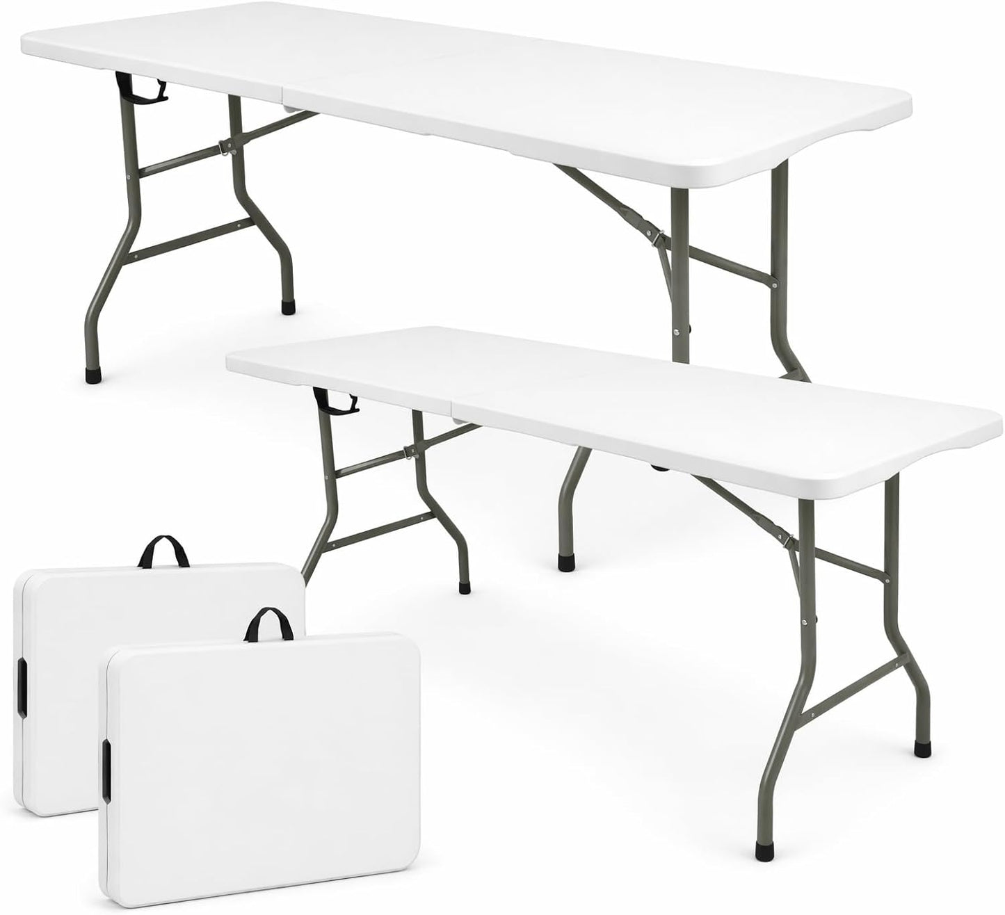 Set 2 Mesas Plegables 5ft Plástico Resistente para Camping