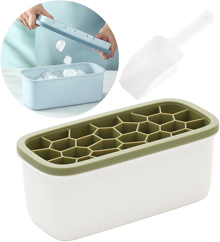 Bandeja hielo silicón grado alimenticio con tapa y cuchara