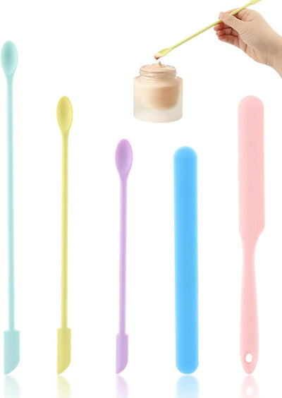 5 Espátulas Silicón Multicolor Reutilizables Maquillaje