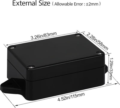 Caja conexiones IP65 plástico ABS color negro 83x58x33mm set 2