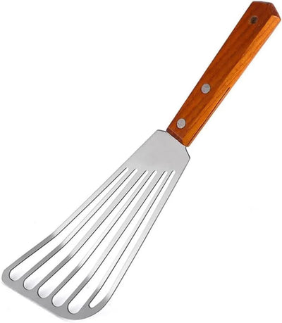 Espátula acero inox ranurada para cocina antiadherente