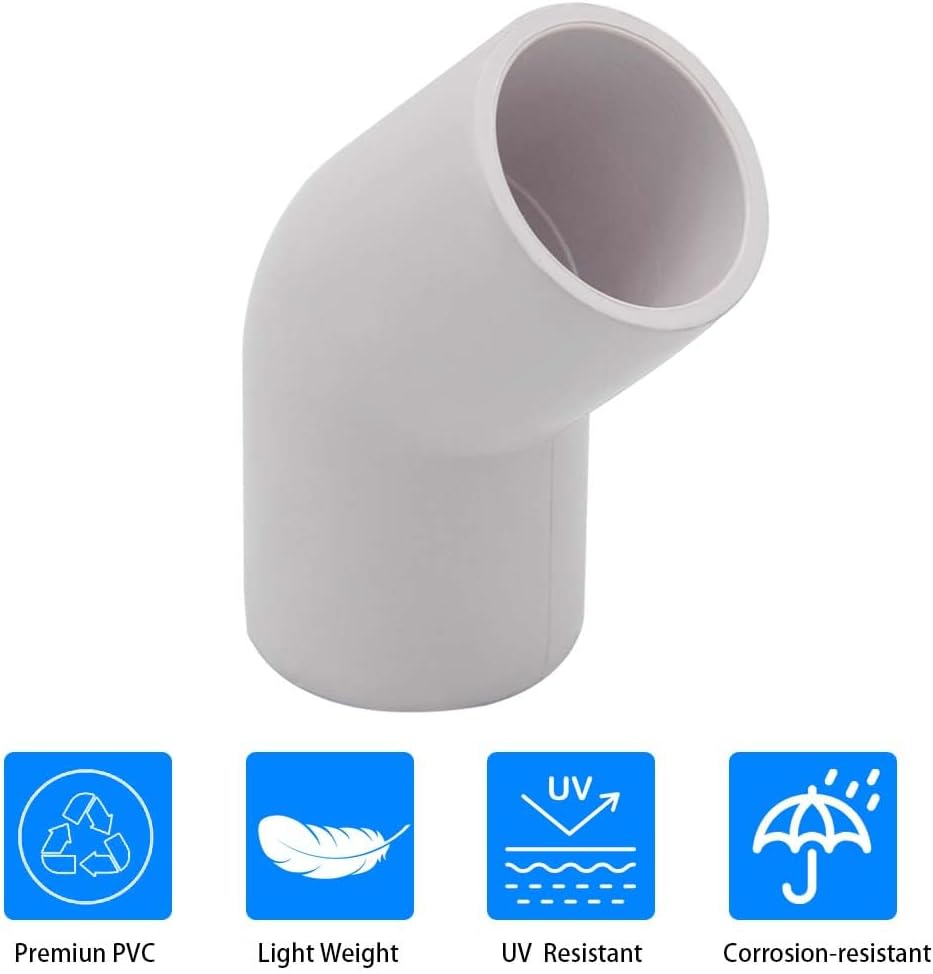 Conector PVC 45 grados 1-1/4 pulg 10uds para estructura