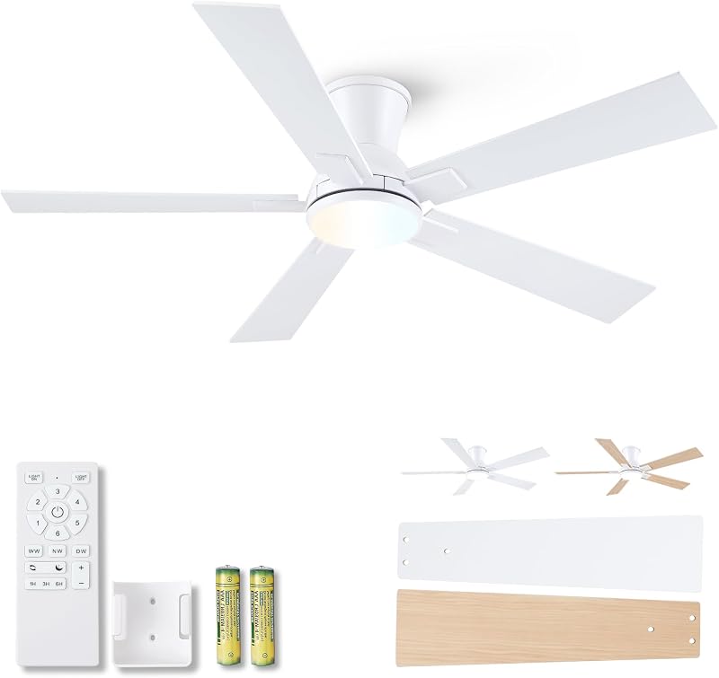 Ventilador techo 52pulg luz LED 3CCT 6 vel dormitorio