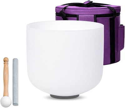 Cuenco cristal chakra raíz 8pulg nota C blanco