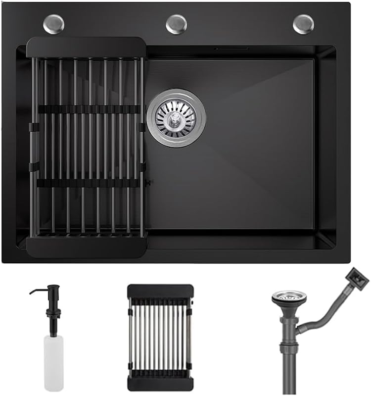 Fregadero cocina acero inox 23.6x17.7" negro