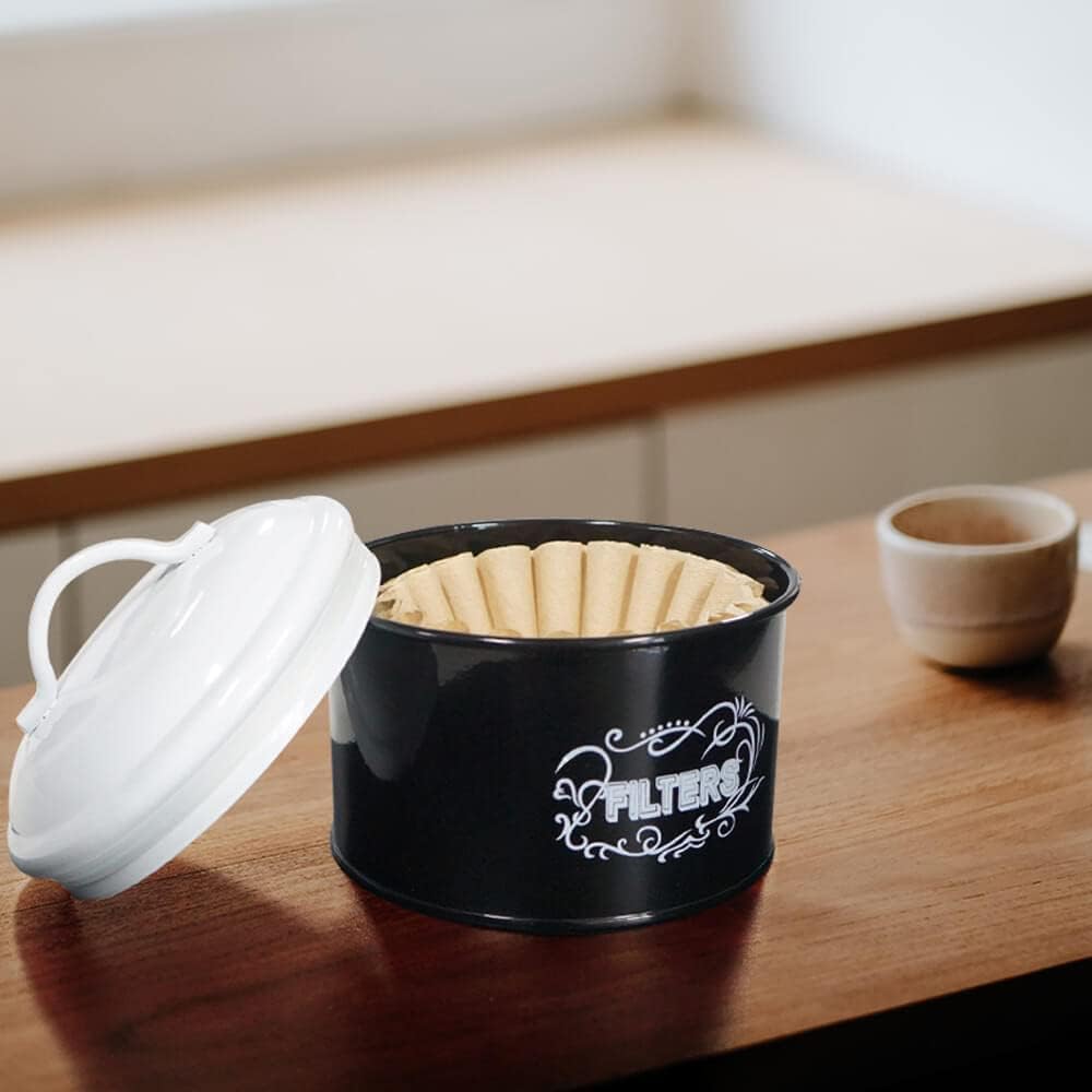 Soporte filtro café caja metal organiz. contenedores negro