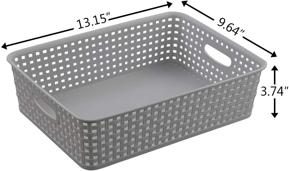 4 Pzas Cestas Plástico Almacenamiento Oficina A4 Gris