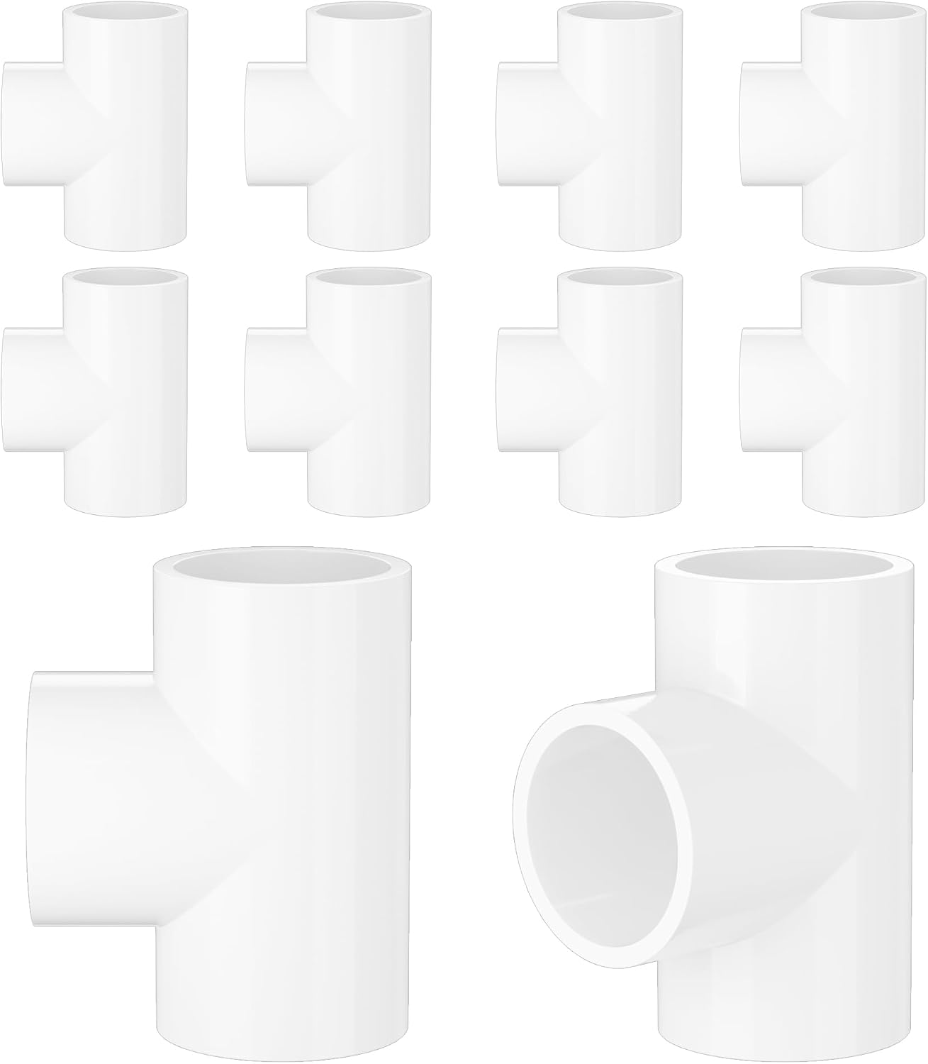 Pack 10 accesorios PVC 1pulg SCH40 enchufe T blanco