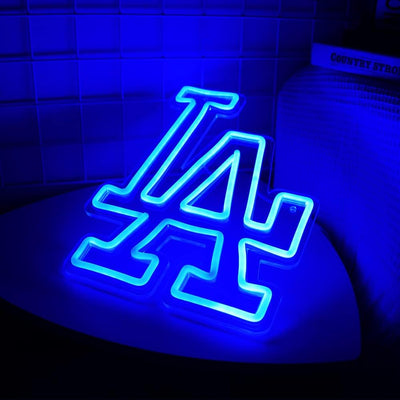 Letrero neón Dodgers azul para garaje cueva hombre