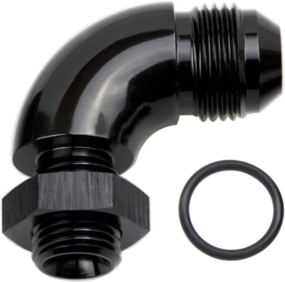 Adaptador 8AN a 6AN ORB 90 grados aluminio negro