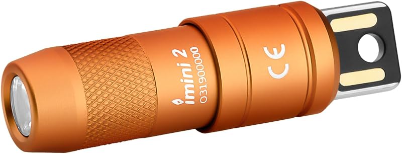 Linterna recargable llavero 50 lúmenes LED mini portátil naranja