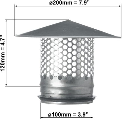 Tapa ventilación techo 4pulg acero galvanizado goma aislamiento