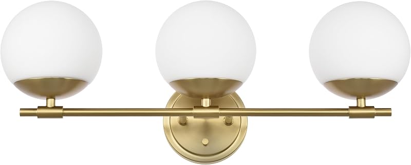 Lámpara dorada tocador baño 3 luces moderna