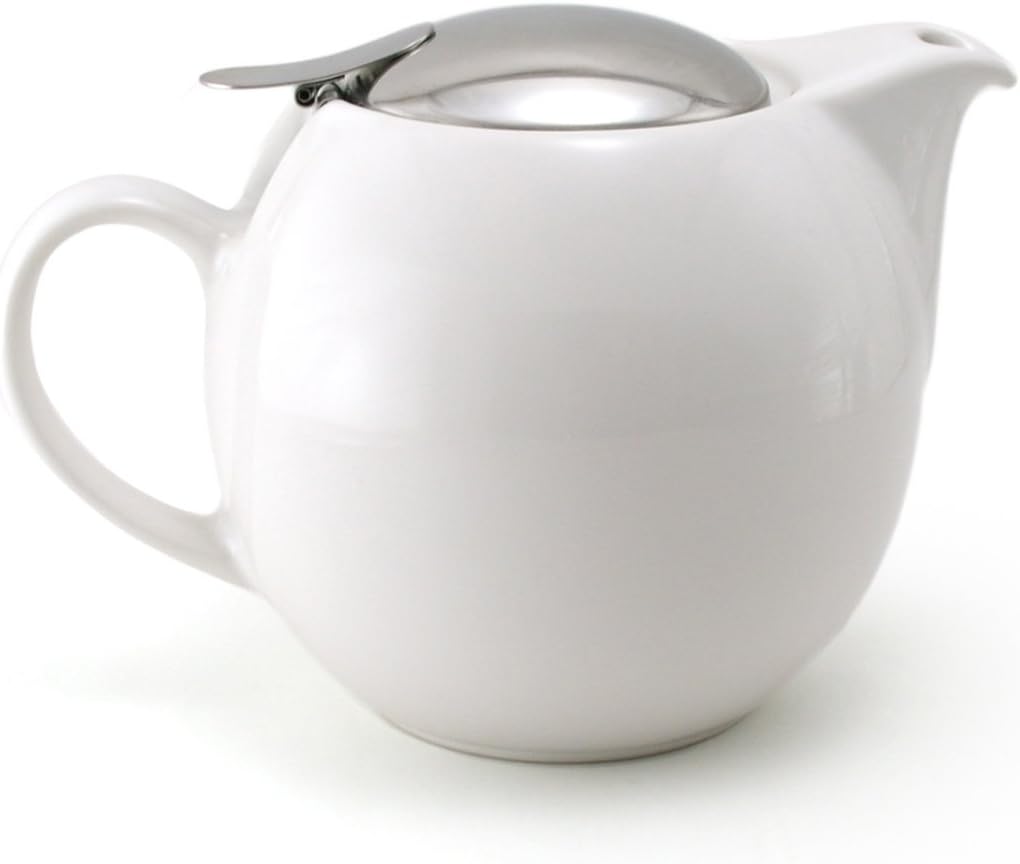 Tetera Redonda 680cc con Tapa y Infusor Blanco