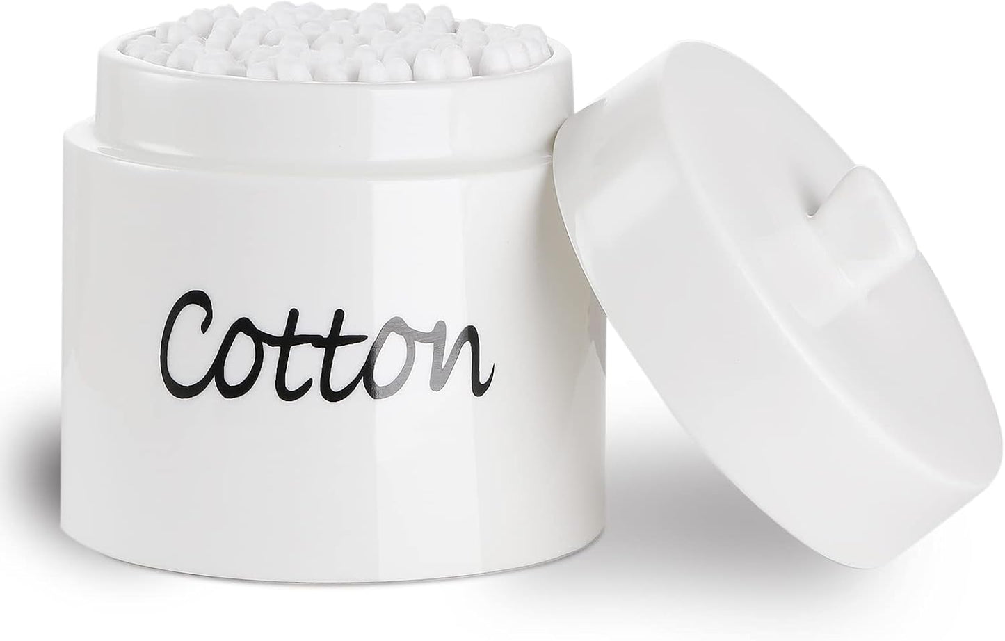 Organiz. hisopos algodón cerámica con tapa blanco