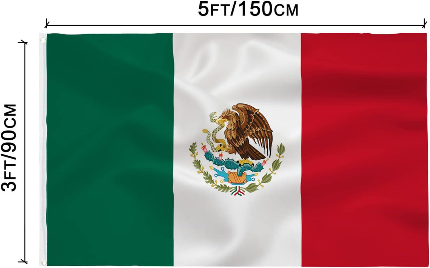 2 Banderas México 3x5ft Poliéster Ojales Latón