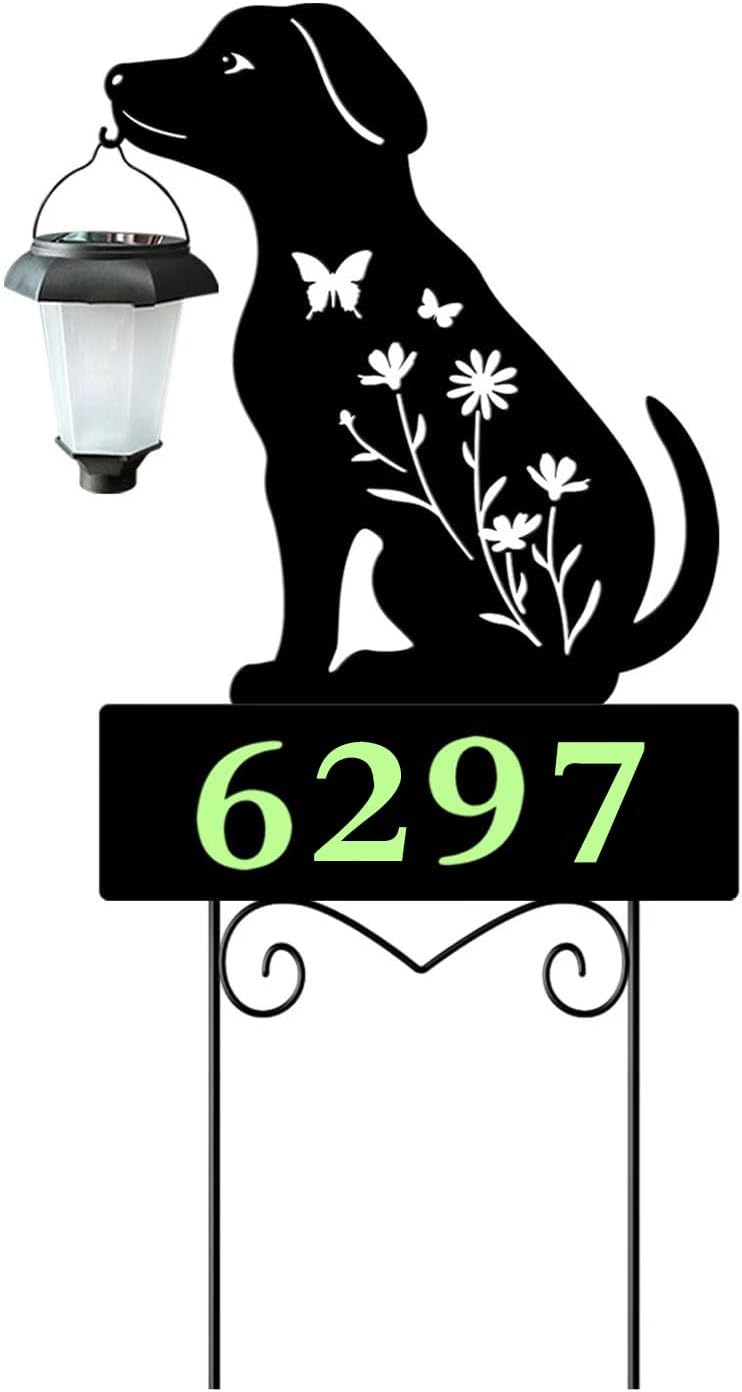Estacas solares con perros farol decorativo para patio