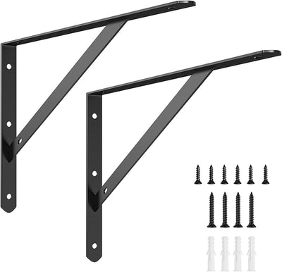 Soportes metal triangulares 8pulg pack 2 para estantes flotantes negro