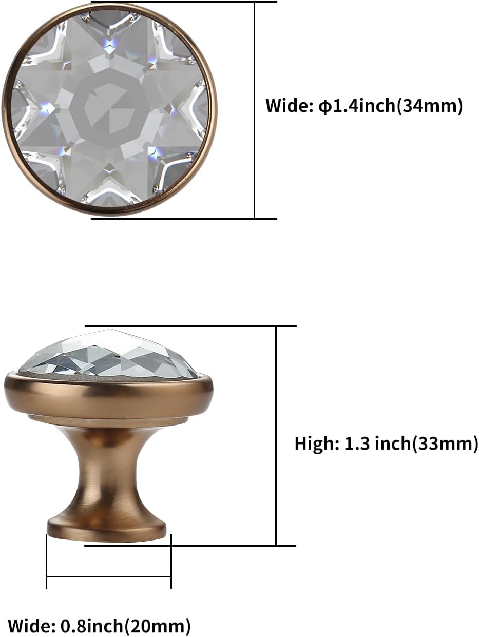 10 Manijas Cristal Gabinete Cocina Bronce