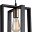 Lámpara colgante de madera acabado negro dorado 9.5pulg E26