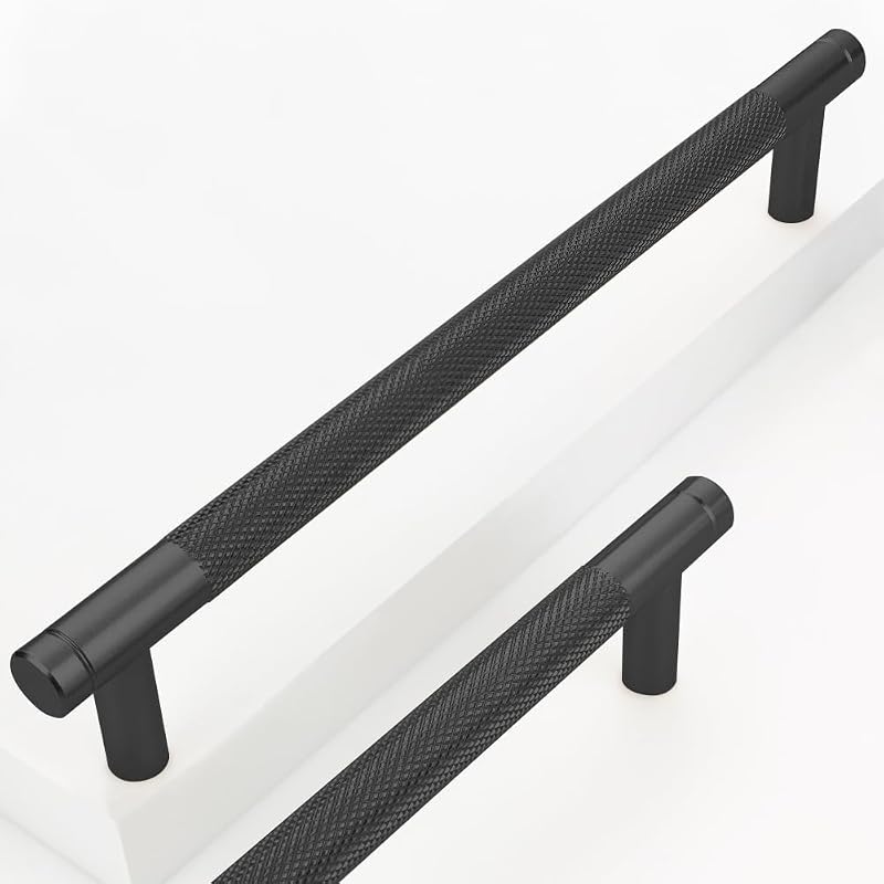 2 Tiradores Aluminio Negro 19,2cm Diamante