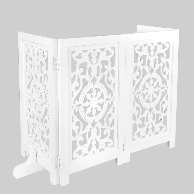 Puerta madera perros blanco antiguo plegable 26x52"