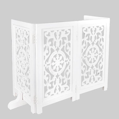 Puerta madera perros blanco antiguo plegable 26x52"