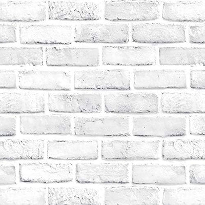 Papel tapiz ladrillo 3D autoadhesivo blanco 17.7x393pulg